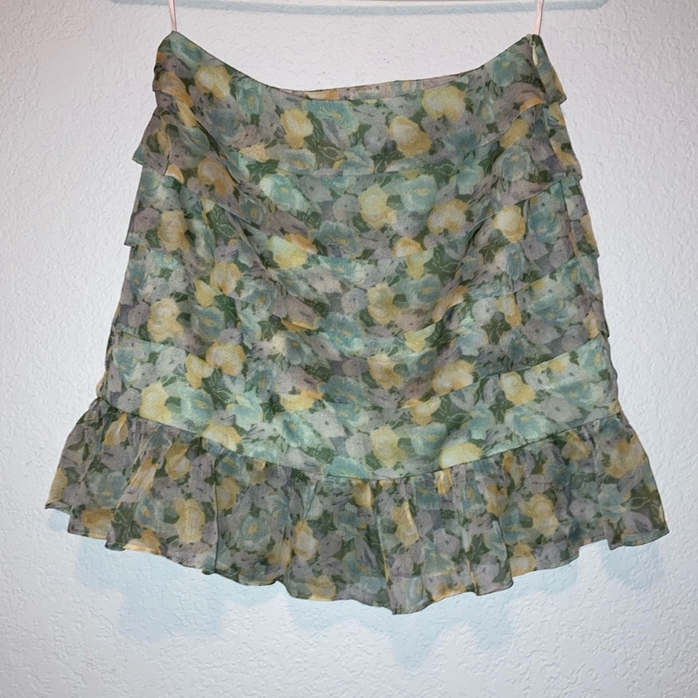 Floral Ruffle Mini Skirt